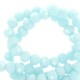 Faceted glass beads 8x6mm disc Light turquoise blue-pearl shine coating